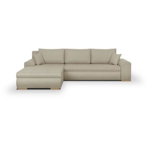 Canapé d'angle convertible réversible 5 places – Coffre de rangement – Tissu 100% polyester – Structure en pin massif – L 289 x P 94/188 x H 88 cm (1/5)