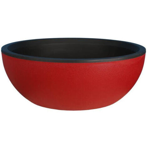 Coupe pot de fleurs - RIVIERA - Granit - D40 H15 cm - Rouge (1/2)