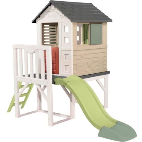 Cabane de jardin pour enfant avec toboggan – Plateforme 70cm – Plastique recyclé traité anti-UV – Résistante aux intempéries – Smoby (1/5)