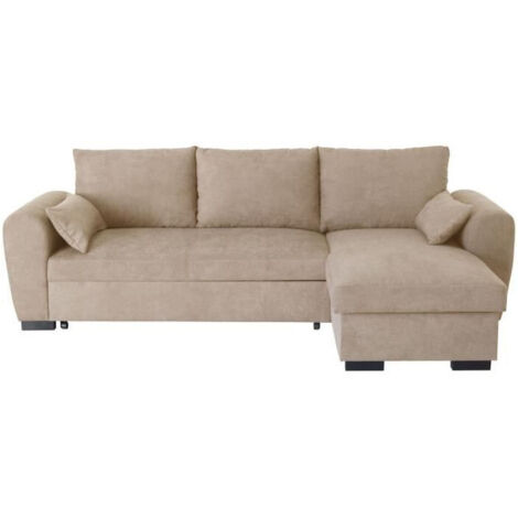 Canapé d'angle convertible réversible – Méridienne avec coffre – Tissu bleu – Dimensions L 240 x P 143 x H 85 cm (1/5)
