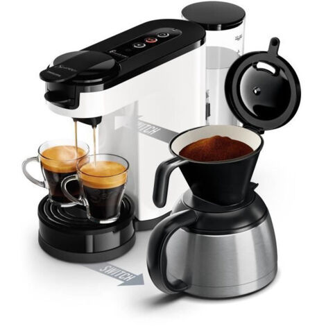 Cafetiere a dosette - PHILIPS - SENSEO - HD6592/05 - Switch 2-en-1 dosette & filtre - Blanc