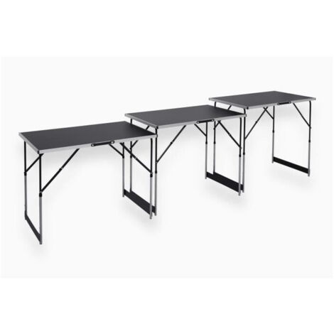 Meister Lot de 3 Tables Multifonctions Aluminium Noir (1/4)