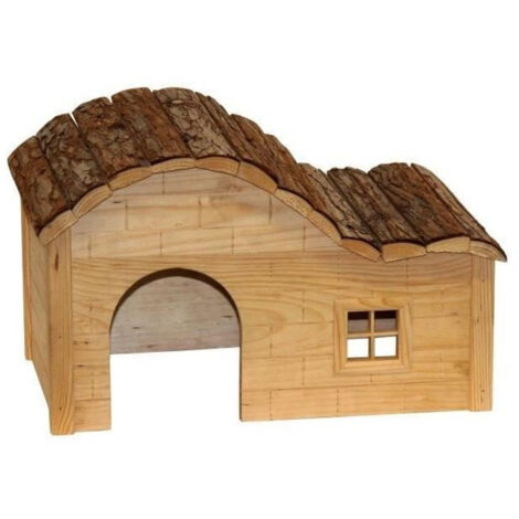 Maison pour Rongeurs avec Toit Galbé Nature 40x25x25 cm - KERBL (1/3)