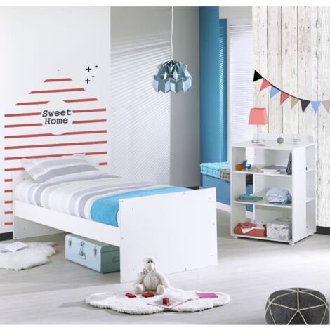 Lit enfant évolutif 90 x 140/190cm avec tiroir, sommier inclus Nephos - Blanc - Enfant - 0.00