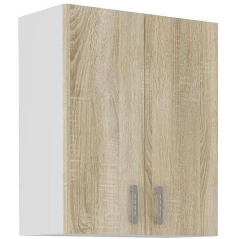 Meuble haut SARA - 2 portes - Décor chêne sonoma - L60xP31xH71,5 cm (1/5)