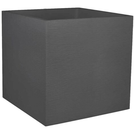 EDA – Jardinière carrée 49,5 x 49,5 x 49,5 cm – 57 L – Gris anthracite – Polypropylène – Double paroi avec zone de rétention d'eau