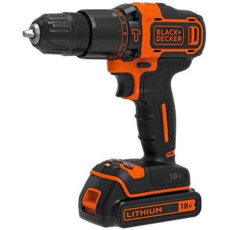 Perceuse a percussion sans fil - 18V - BLACK+DECKER + 1 batterie 1,5Ah + chargeur + coffret de 32 accessoires - BDCHD18S32-QW (1/10)