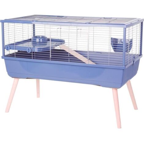 ZOLUX Cage grillagée rongeur surélevée pour cochon d'inde Néolife - 99 x 54 x 79 cm - Bleu (1/5)