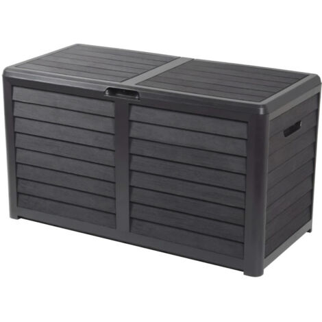 EDA – Coffre de jardin 420L en polypropylène gris anthracite – Résistant aux UV – Système anti-étouffement – Montage facile sans outils (1/7)