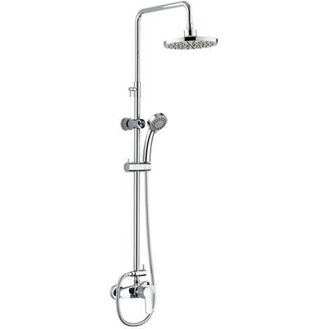 Edouard Rousseau – Colonne de douche thermostatique avec robinetterie – Tête orientable 207mm – Douchette 3 jets – Bras télescopique 0,82m à 1,37m – Flexible inox 1,50m