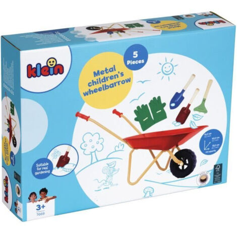 Brouette en m√©tal - KLEIN - 7669 - Avec 3 outils et 1 paire de gants - Des 3 ans