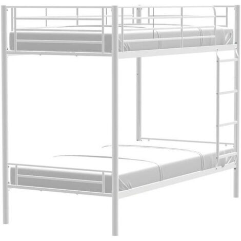 Les Tendances – Lit superposé métal blanc 2x90x190 cm – Séparables en deux lits simples – Échelle réversible – Optimise l'espace dans les chambres d'enfants (1/7)
