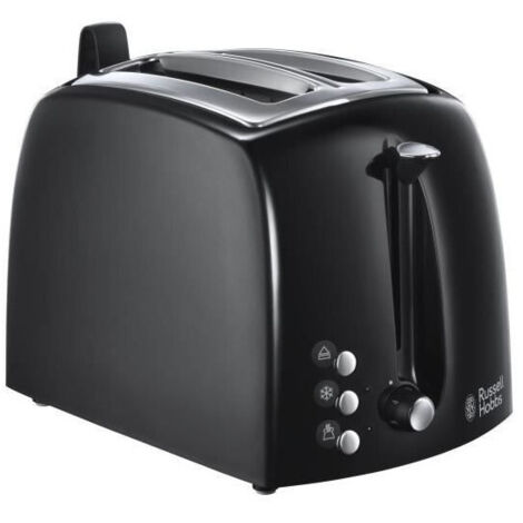 Grille-pain 850W – Fentes larges pour tous types de pain – Fonctions décongélation et réchauffage – Niveau de brunissage variable – Noir – Russell Hobbs