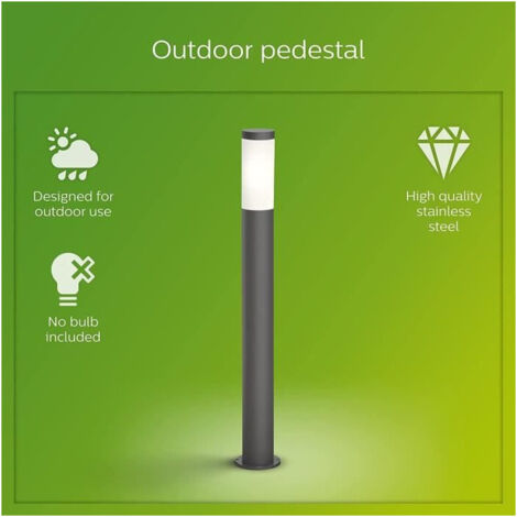 Philips – Lampadaire extérieur sur poteau – Poteau anthracite – 1x20 W – Haute tension – Éclairage LED adaptable pour jardins et allées