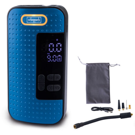 Scheppach – Compresseur à air portable sans fil 10,3 bars – Écran LCD – Modes vélo, moto, voiture, ballon – Éclairage LED SOS