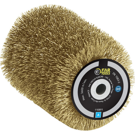 Fartools – Brosse fibre laitonnée 80 mm – Décapage léger pour bois, métal et pierre – Longueur 100 mm – Compatible rénovateur REX 80