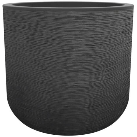 EDA – Pot rond 40 cm 32,5 L en polypropylène – Couleur gris anthracite – Anti-UV – Pour espaces intérieurs et extérieurs