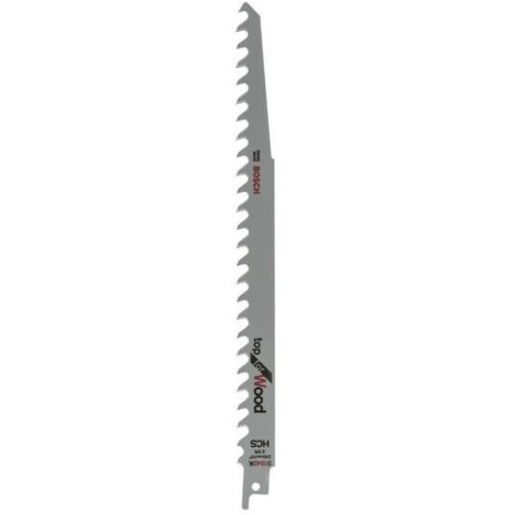 Bosch – Set de 2 lames de scie sabre 240 mm – HCS pour bois tendre et construction – Capacité de coupe 190 mm – Denture 3 TPI - S1542K