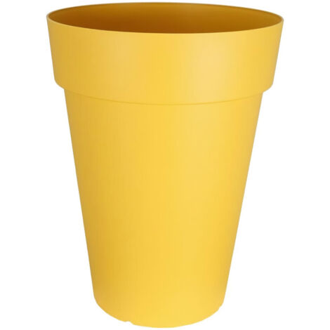 Jardinière haute rectangulaire 66 cm – Polypropylène jaune – Capacité 71 litres – Pour espaces extérieurs et intérieurs – Riviera (1/2)
