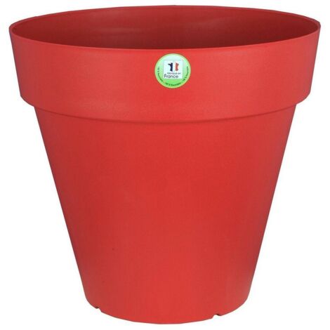 Pot de fleurs - RIVIERA - Soleilla Rond - Ø 39,2 x 35,8 cm - 25L - Rouge (1/3)