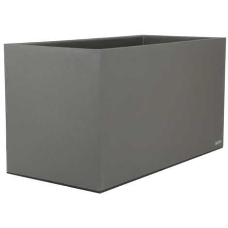 Bac à fleurs rectangulaire 80 x 40 cm – Volume 85 litres – Plastique gris – Avec réserve d'eau et protection UV – Pour jardins et balcons – Riviera (1/5)