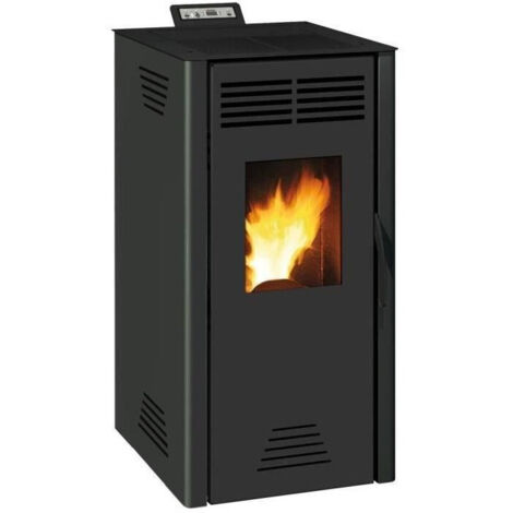 Invicta – Poêle à granulés noir 7,3 kW – Rendement 88,7% – Surface chauffable jusqu'à 85 m² – Autonomie jusqu'à 21,5 heures