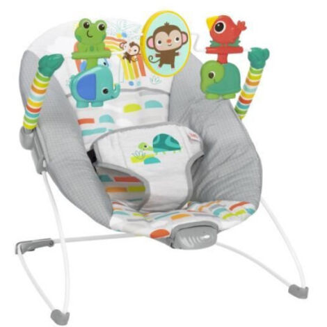 BRIGHT STARTS Transat bébé Animaux, Vibrations apaisantes, Arche d'éveil avec jouets interactifs