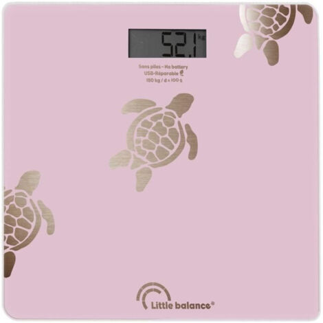 Pese-personne - LITTLE BALANCE - 8729 - Tortues gold métallisées - USB-réparable - 180 kg / 100 g - Rose