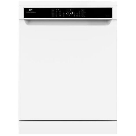 Continental Edison – Lave-vaisselle pose libre 60 cm 15 couverts – Classe D 39 dB – Moteur induction – Affichage LED blanc – Demi-charge et départ différé