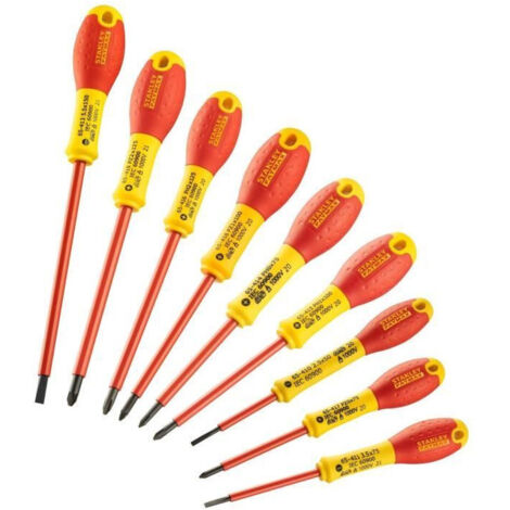 Stanley – Jeu de 10 tournevis isolés 1000V – FMHT625730 – Pour électricien – Phillips et Pozidriv – Haute résistance et sécurité