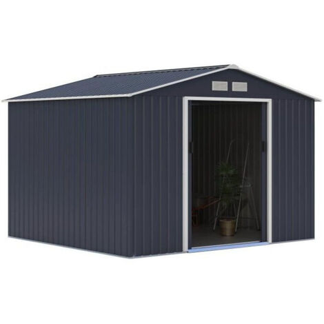 Abri de jardin en acier galvanisé 7,06 m² – Kit d'ancrage inclus – Dimensions 277x255x202 cm – Traitement anti-corrosion (1/6)