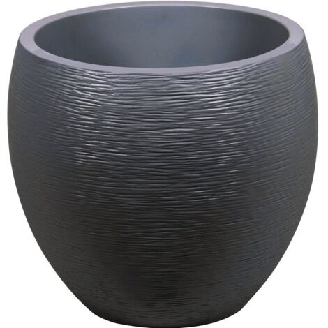 EDA – Pot rond 50cm – Contenance 46L – Matière plastique – Coloris gris anthracite – Pour espaces extérieurs (1/10)