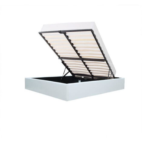 Les Tendances – Lit coffre adulte 160 x 200 cm – Simili blanc – Sommier inclus – Rangement intégré – Design moderne (1/8)