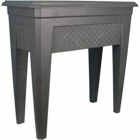 Jardinière sur pieds 60 cm – Capacité 42 L – Polypropylène gris – Forme rectangulaire pour balcon et terrasse – Riviera