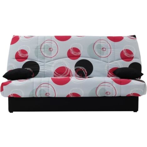 Canapé convertible clic clac 3 places - Tissu motif Planete gris - L 190 x P 92 cm - DREAM - Style Contemporain (1/4)