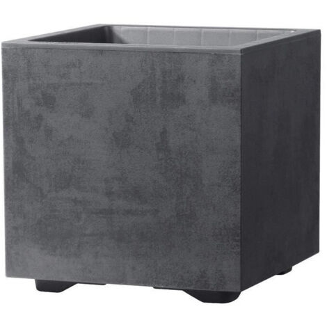 Pot de fleur Cube Millennium R 10L – Réserve d'eau – 25x25 cm – Matériau recyclé – Résistant au gel et UV – Deroma
