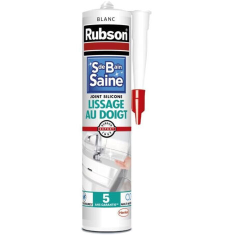 Mastic sanitaires - RUBSON - 1469154 - Salle de bain saine - Lissage au doigt - Blanc - 280ml (1/4)