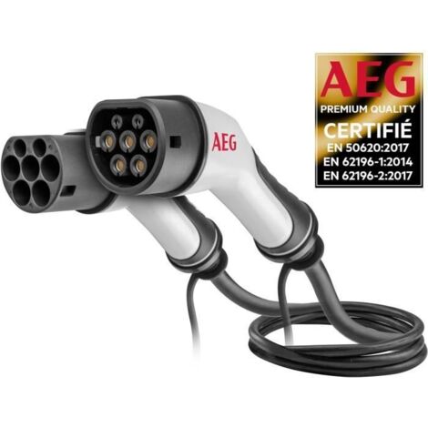 Câble de charge véhicules électriques & hybrides - AEG - Type 2 - Câble triphasé 32A 480V AC - Jusqu a 22Kw - Longueur : 5m (1/5)