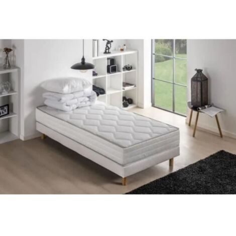 Pack pret a dormir MALIN - Matelas + sommier 90 x 190 + couette + oreiller DEKO DREAM (1/5)