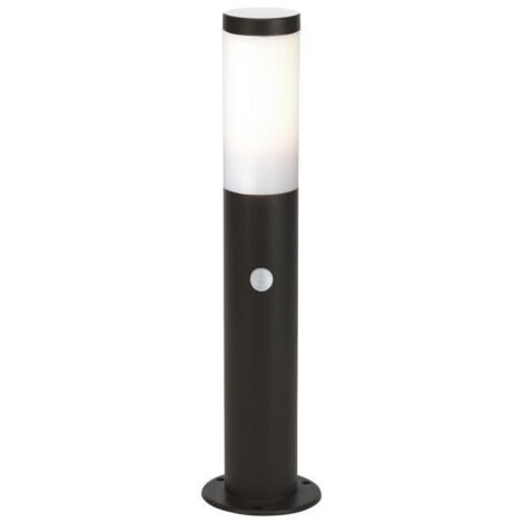 Brilliant – Borne d'extérieur avec détecteur de mouvement – Éclairage LED 10W – Protection IP44 – Finition métal/plastique noire – Hauteur 45 cm