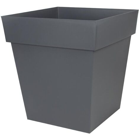 EDA – Pot à réserve d'eau carré 49,5 x 49,5 x 52,5 cm – Capacité 87L – Polypropylène gris anthracite – Pré-percé pour drainage