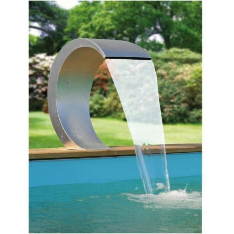 Ubbink – Cascade inox 316L Mamba Led pour piscine – Éclairage 20 LED bleu intégré – Alimentation par refoulement filtration – Accessoires inclus