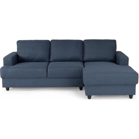 Canapé d'angle droit 4 places - Tissu bleu - Contemporain - L 215 x P 140 H 86 cm - PAUL (1/5)