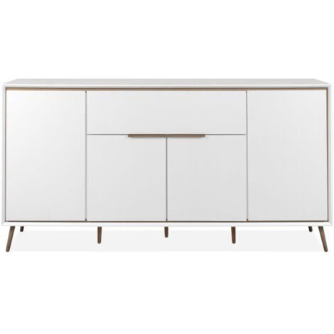 Buffet - ARONA 51B - Blanc / Chene artisan - 4 portes, 1 tiroir - 175 x 90 x 38 cm (1/5)