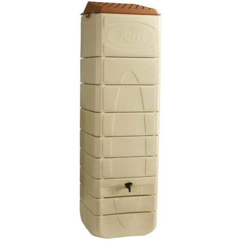 Récupérateur d'eau de pluie mural 650 L – Fixation murale incluse – Kit raccord chéneau – Résistant aux UV – Plastique rotomoulé beige – Bellijardin