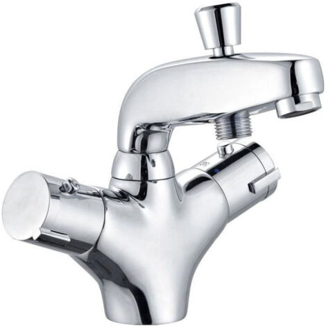 Centrale Brico – Mitigeur thermostatique bain douche Volga 2 – Finition chrome – Mécanisme thermostatique – Sécurité anti-brûlure 38°C – Aérateur grand débit 28 L/min