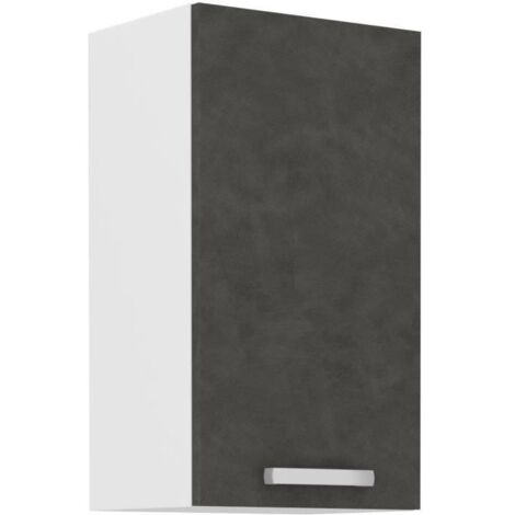 Meuble haut 1 porte battante - Gris mat - L 40 x P 31,6 x 72 cm - LASSEN (1/5)