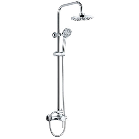 Edouard Rousseau – Colonne de douche mécanique TIMARU chromée – Tête Ø 200 mm – Douchette 3 jets – Bras inox avec inverseur – Flexible 1,50 m