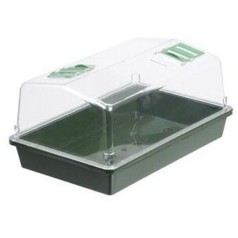 Nature – Mini serre de culture H18 cm – Dimensions 37,5 x 24 cm – Terrine rigide en plastique – 2 aérateurs coulissants pour humidité optimale