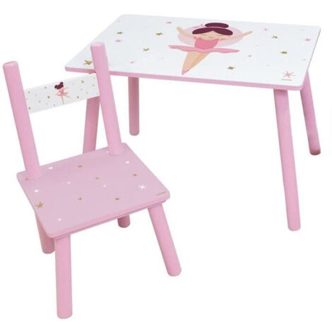 FUN HOUSE Danseuse Ballerine Table H 41,5 cm x l 61 cm x P 42 cm avec une chaise H 49,5 cm x l 31 cm x P 31,5 cm - Pour enfant (1/4)